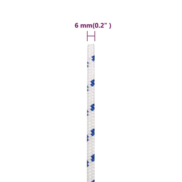 vidaXL Båtlina vit 6 mm 50 m polypropylen