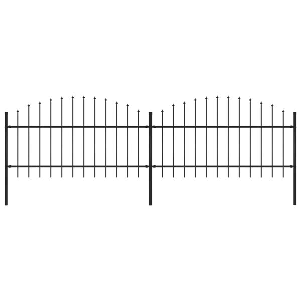 vidaXL Trädgårdsstaket med spjuttopp stål (1-1,25)x3,4 m svart Svart