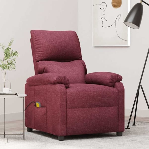 vidaXL Massagefåtölj vinröd tyg Röd