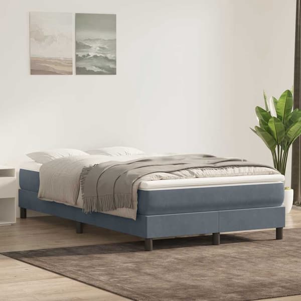 vidaXL Ramsäng med madrass mörkgrå 120x220 cm sammet Grå