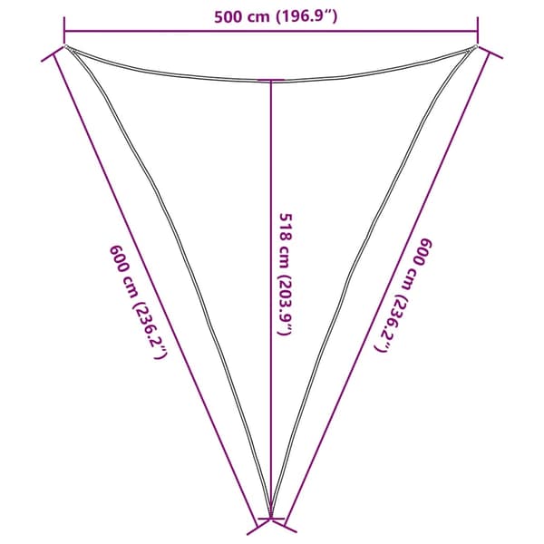 vidaXL Solsegel 160 g/m² triangulär blå 5x6x6 m HDPE Blå