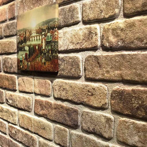 vidaXL Väggpaneler 3D mörkt sandtegel 10 st EPS Beige