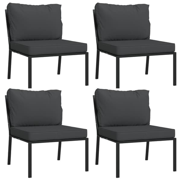 vidaXL Loungegrupp för trädgården med grå dynor 9 delar stål art