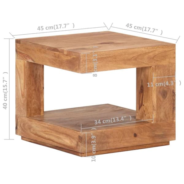 vidaXL Soffbord 45x45x40 cm massivt akaciaträ Brun