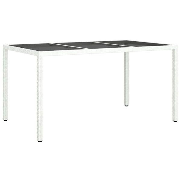 vidaXL Utebord 150x90x75 cm härdat glas och konstrotting vit Vit