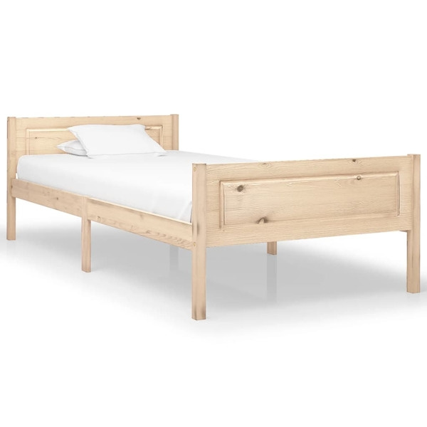 vidaXL Sängram massiv furu 100x200 cm Brun
