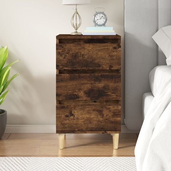 vidaXL Sängbord rökfärgad ek 40x35x70 cm konstruerat trä Brun
