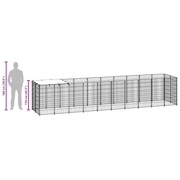 vidaXL Hundgård silver 6,05 m² stål Silver