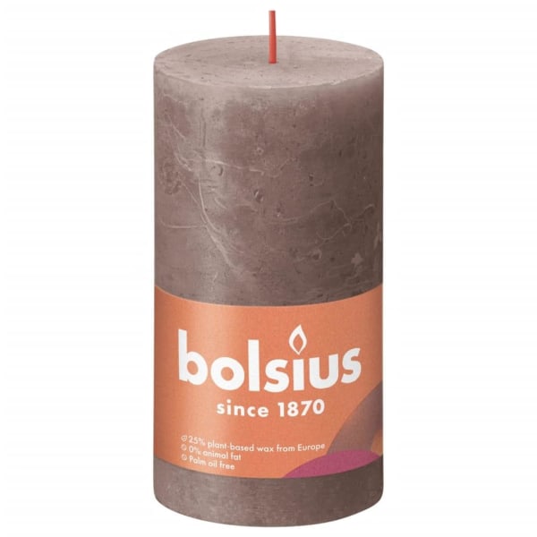 Bolsius Rustika blockljus 4-pack 130x68 mm rustik taupe Taupe