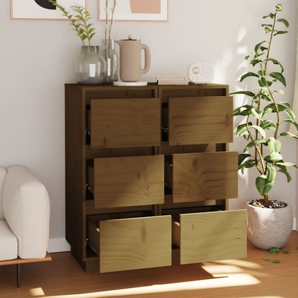 vidaXL Skänkar 2 st honungsbrun 32x34x75 cm massiv furu Brun