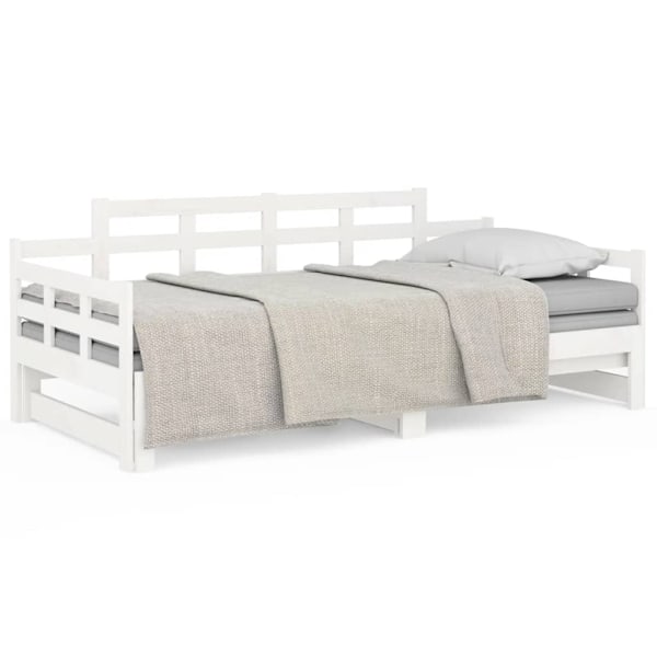 vidaXL Dagbädd utdragbar vit massiv furu 2x(90x200) cm Vit