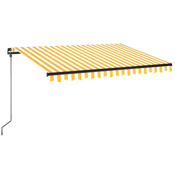 vidaXL Markis manuellt infällbar med LED 350x250 cm gul och vit Gul