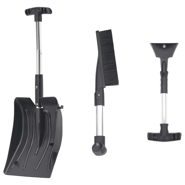 vidaXL Snöspade set 3-i-1 svart aluminium Svart