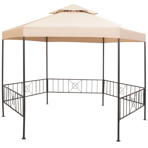 vidaXL Paviljong hexagonal 323x265 cm beige Beige