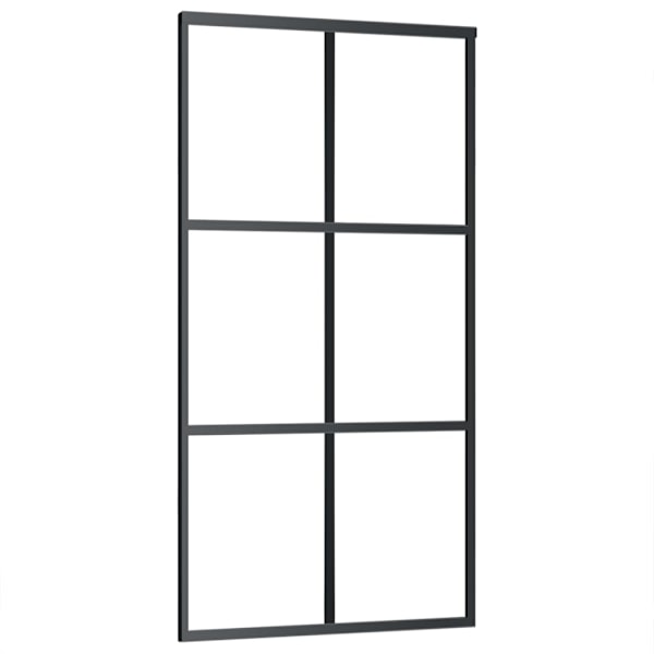 vidaXL Skjutdörr med beslagset ESG glas och aluminium 102x205 cm Svart