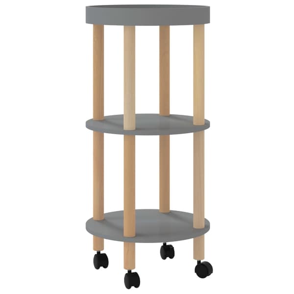 vidaXL Vagn med 3 hyllplan grå 38x38x82cm konstruerat trä&massiv furu Grå