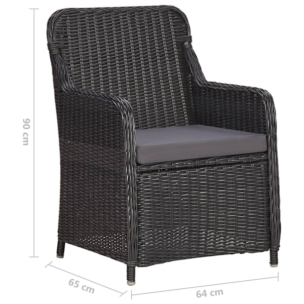 vidaXL Caféset med dynor 3 delar konstrotting svart Svart