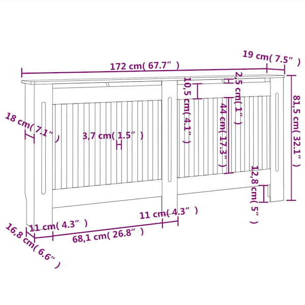 vidaXL Elementskydd vit MDF 172 cm Vit