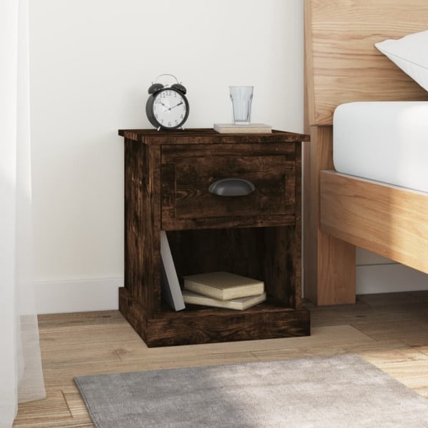 vidaXL Sängbord 2 st rökfärgad ek 39x39x47,5 cm konstruerat trä Brun