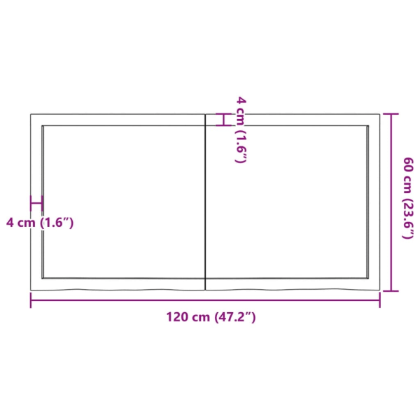 vidaXL Bänkskiva badrum mörkbrun 120x60x(2-4) cm behandlat massivt trä Grå