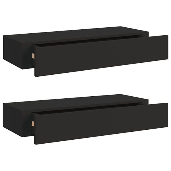 vidaXL Väggmonterad låda 2 st svart 60x23,5x10 cm MDF Svart