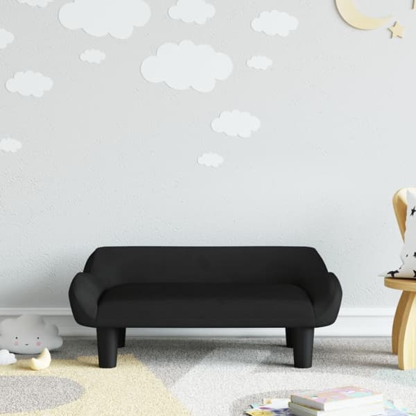 vidaXL Barnsoffa svart 70x40x24 cm sammet art