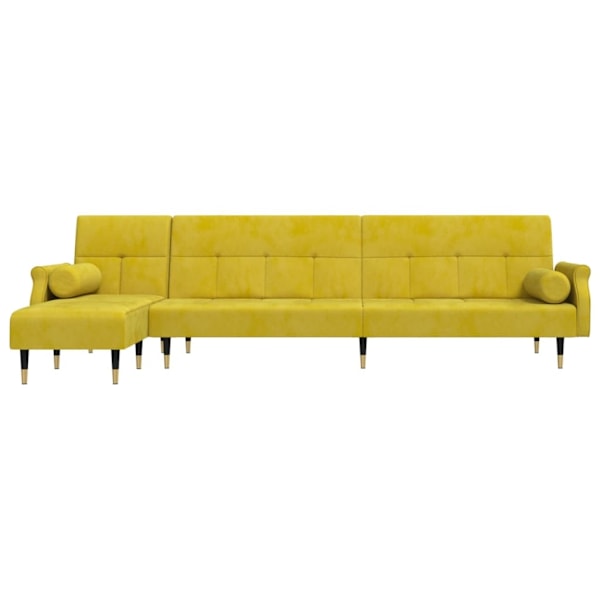 vidaXL L-formad bäddsoffa gul 271x140x70 cm sammet Gul