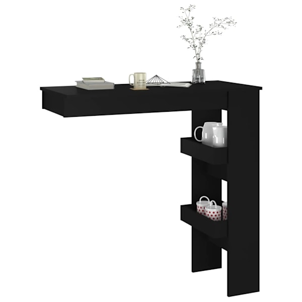 vidaXL Barbord väggmonterat svart 102x45x103,5 cm konstruerat trä Svart