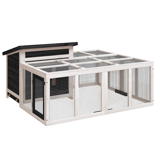 vidaXL Kaninbur grå 144x123x67,5 cm massiv furu Grå