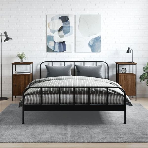 vidaXL Sängbord 2 st brun ek 41x31x80 cm konstruerat trä Brun