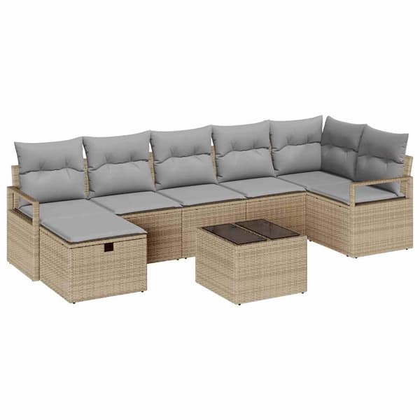 vidaXL Soffset 8 st Beige och Ljusgrå konstrotting Beige