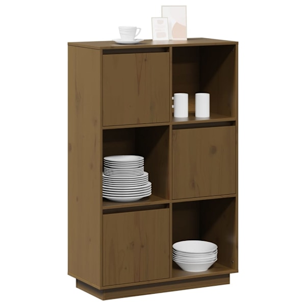 vidaXL Högskåp honungsbrun 74x35x117 cm massiv furu Brun