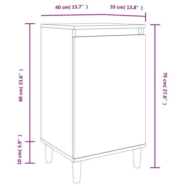 vidaXL Sängbord rökfärgad brun ek 40x35x70 cm konstruerat trä Brun