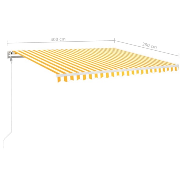vidaXL Automatisk markis med vindsensor & LED 400x350 cm gul/vit Gul