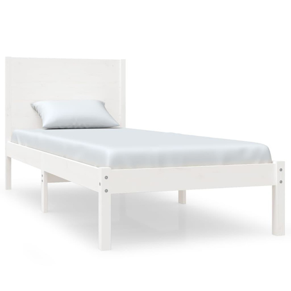 vidaXL Sängram vit massiv furu 100x200 cm Vit