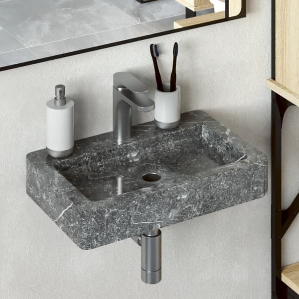 vidaXL Väggmonterat handfat grå 38x24x6,5 cm marmor grå
