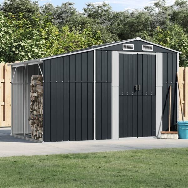 vidaXL Trädgårdsskjul antracit 277x192,5x179 cm galvaniserat stål Antracit