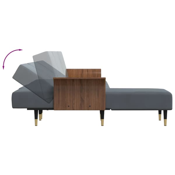 vidaXL L-formad bäddsoffa mörkgrå 279x140x70 cm sammet Grå