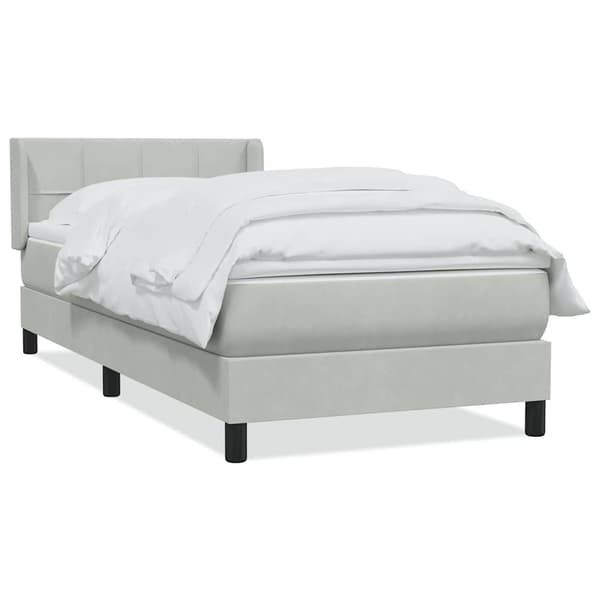 vidaXL Ramsäng med madrass ljusgrå 90x210 cm sammet Grå