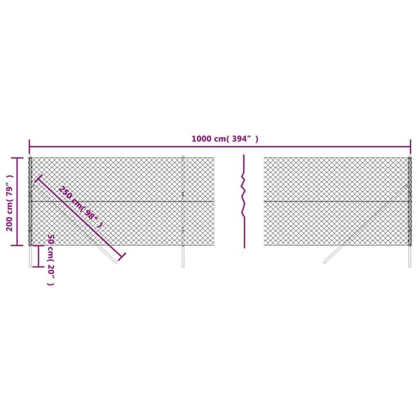 vidaXL Gunnebostängsel silver 2x10 m Silver
