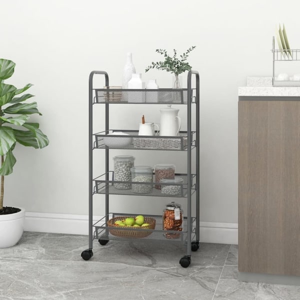 vidaXL Rullvagn 4 våningar grå 46x26x85 cm järn grå