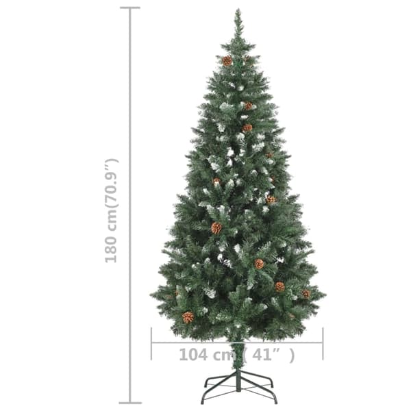 vidaXL Belyst plastgran med kottar 180 cm Grön