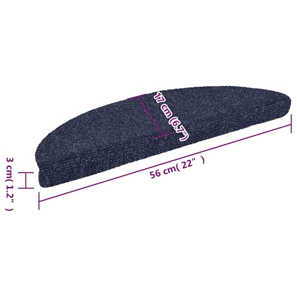 vidaXL Trappstegsmattor självhäftande 15 st brodyr 56x17x3 cm blå Blå