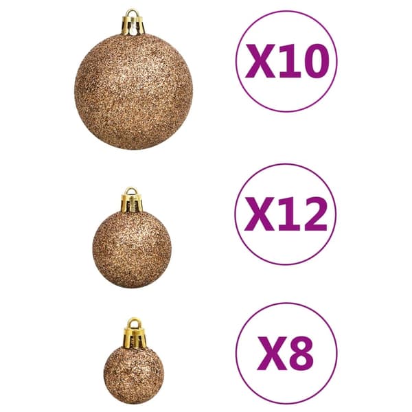 vidaXL Julgranskulor 111 delar roséguld polystyren Guld