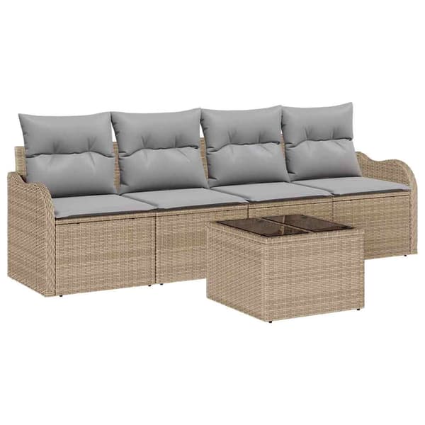 vidaXL Trädgårdsoffset Beige konstrotting Beige