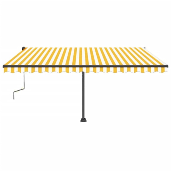 vidaXL Fristående markis manuellt infällbar 450x350 cm gul/vit Gul