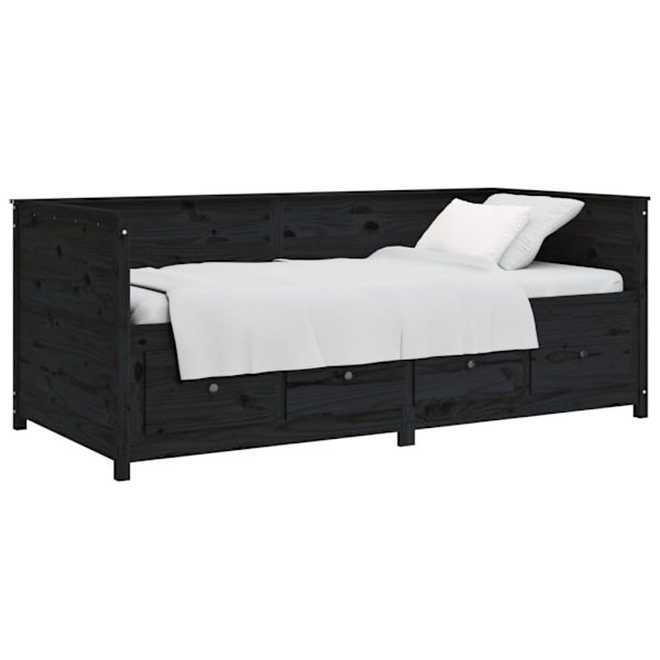 vidaXL Dagbädd svart 100x200 cm massiv furu Svart