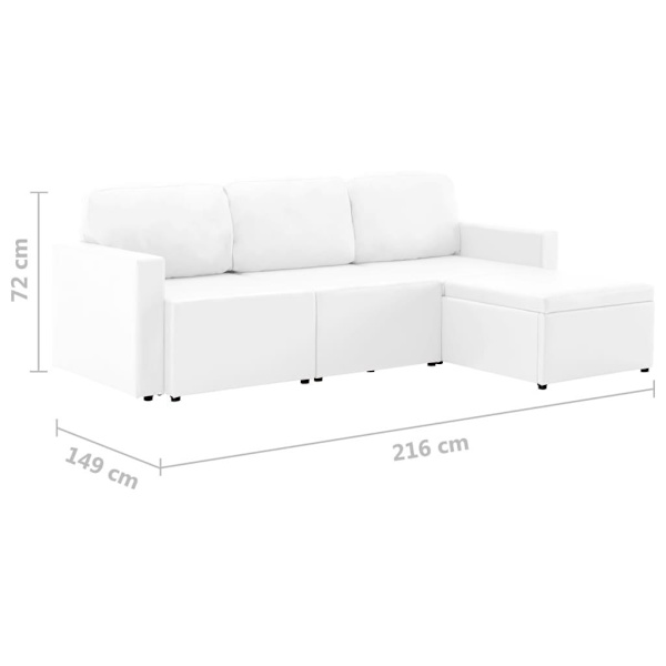 vidaXL Bäddsoffa modulär 3-sits vit konstläder Vit