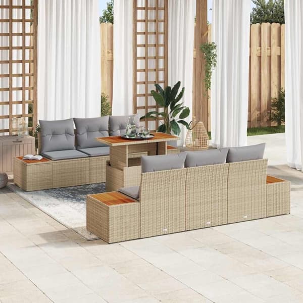 vidaXL Trädgårdsoffset 7 st Beige och Grå Beige