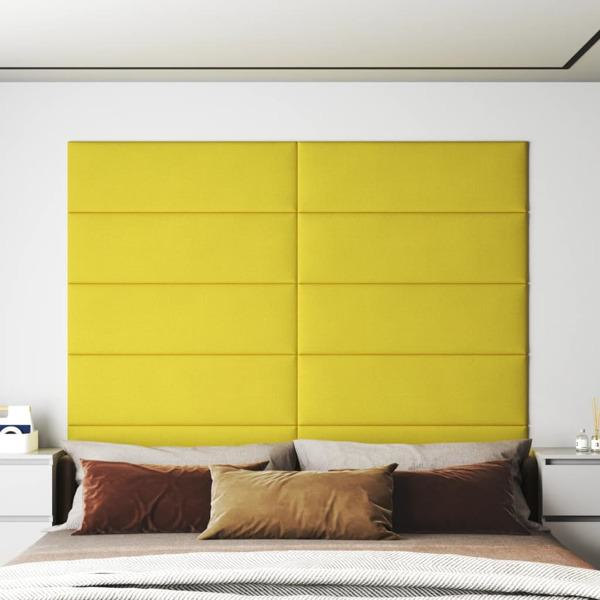 vidaXL Väggpaneler 12 st ljusgul 90x30 cm tyg 3,24 m² Gul